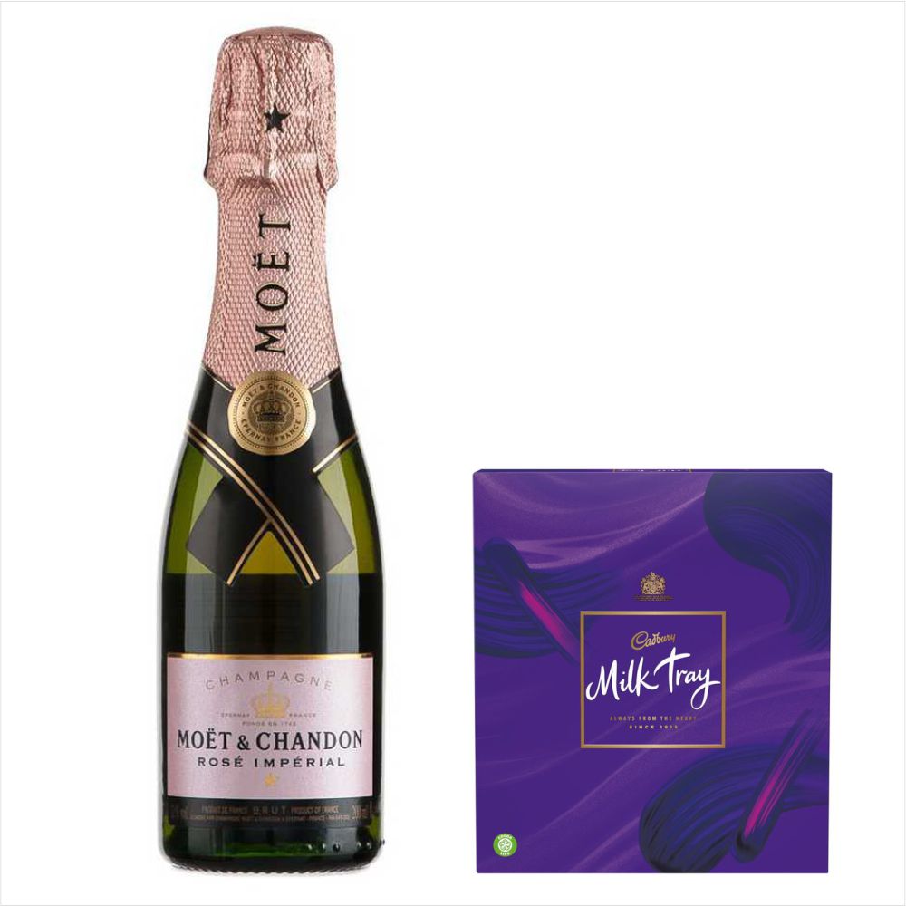 Moet Rose 20cL & Milk Tray Chocolate Gift Lovely Flora World