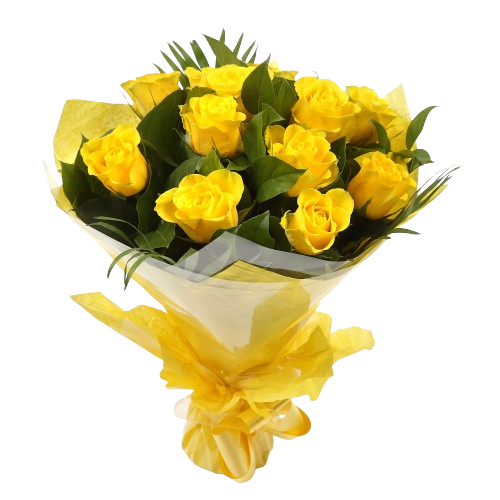 12 Luxury Yellow Roses Bouquet