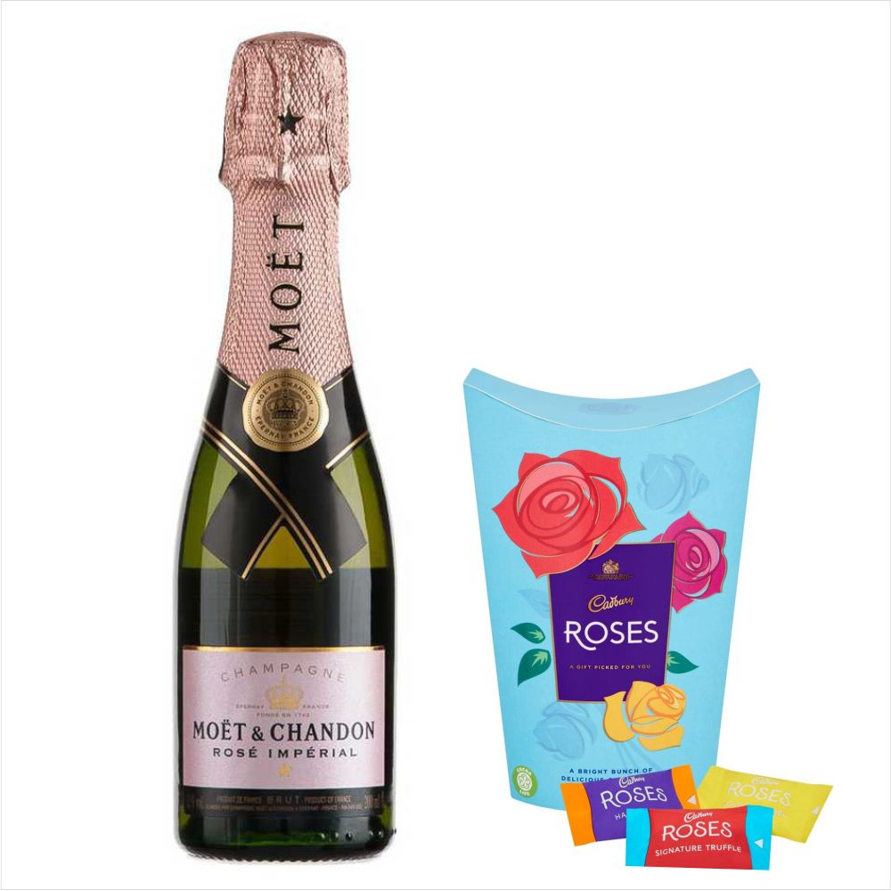 Moet Rose 20cL & Roses Chocolate Gift Lovely Flora World
