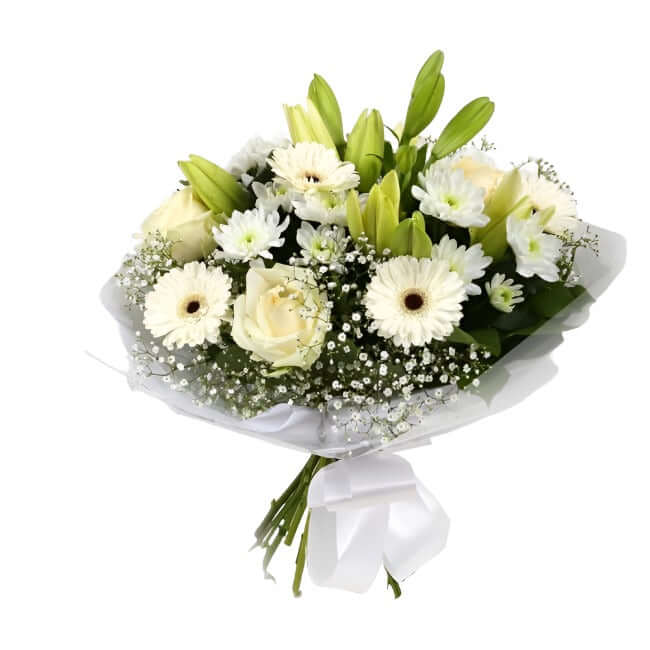 White Petite Bouquet Lovely Flora World