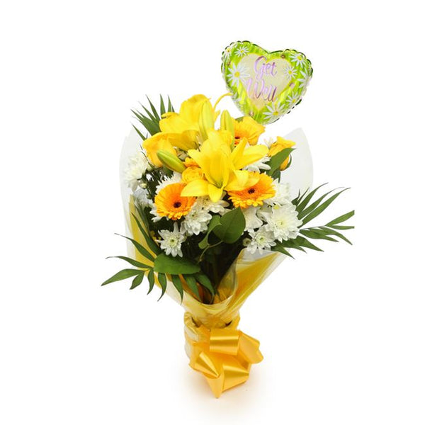 Get Well Balloon & Lovely Lemon Bouquet
