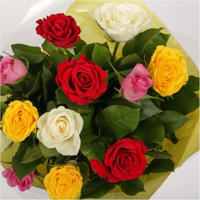 Beautiful Mixed Roses Bouquet FlowersBeautiful Mixed Roses, wrapped ...